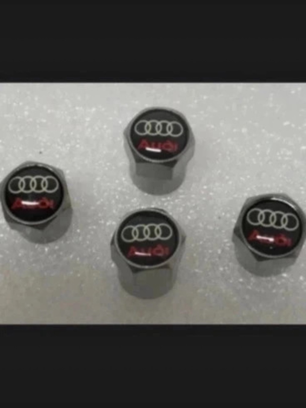 Black & Silver Tire Valve Stem Caps - Set of 4